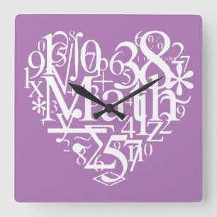 I Herz-Mathe, Funny Science, Mathematiker Quadratische Wanduhr