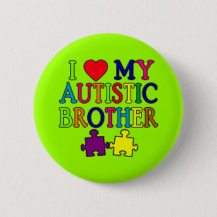 I Herz mein autistischer Bruder Button