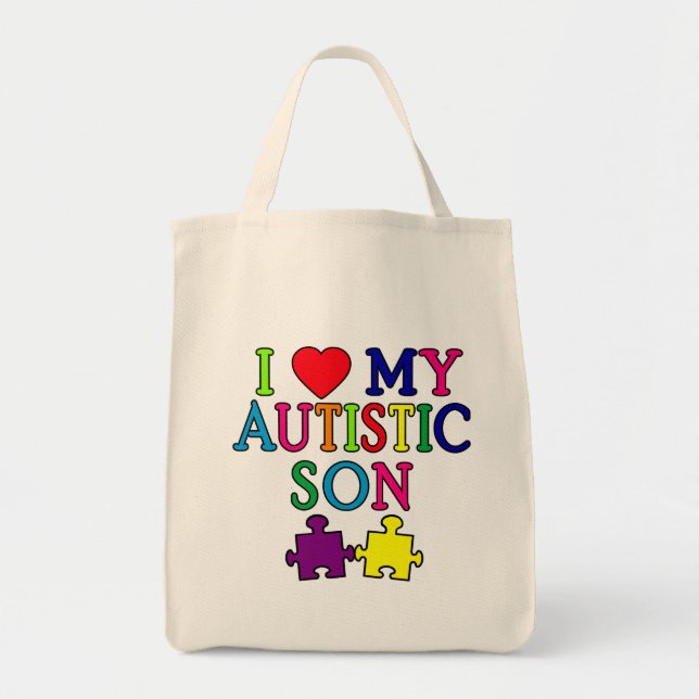 I Herz mein autistischer Sohn Tragetasche (Vorne)