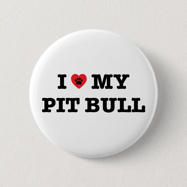 I Herz mein Pitbull-Knopf Button (Vorderseite)
