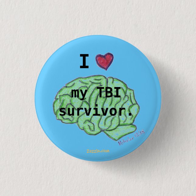 I [Herz] mein TBI Überlebendknopf Button (Vorderseite)