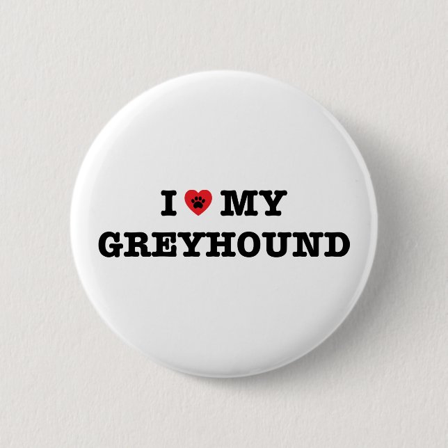 I Herz mein Windhund-Knopf Button (Vorderseite)