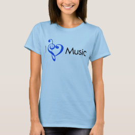 I Herz-Musik-Blau T-Shirt