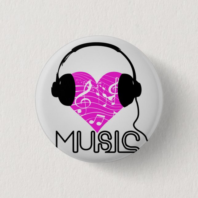 I Herz-Musik-runder Knopf Button (Vorderseite)
