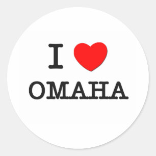I Herz OMAHA Runder Aufkleber