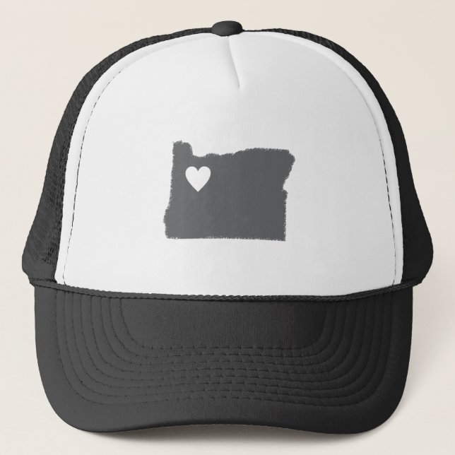 I Herz-Oregongrunge-Blick-Kontur-Staats-Liebe Truckerkappe (Vorderseite)