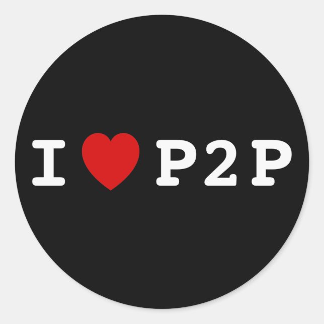 I Herz P2P Runder Aufkleber (Vorderseite)