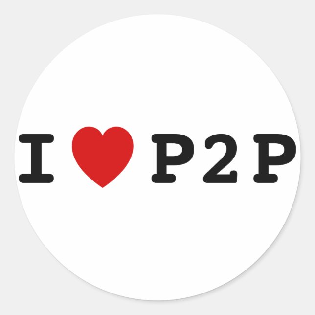 I Herz P2P Runder Aufkleber (Vorderseite)