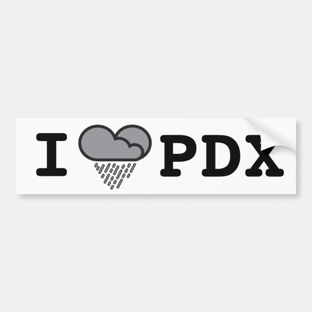 I Herz PDX - Herz-geformte Regen-Wolke Autoaufkleber (Vorne)