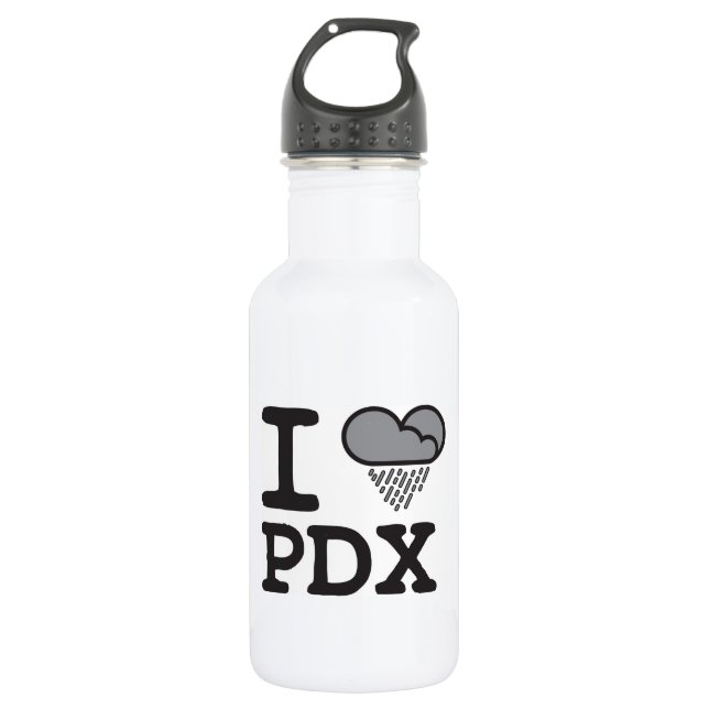 I Herz PDX - Herz-geformte Regen-Wolke Edelstahlflasche (Vorderseite)