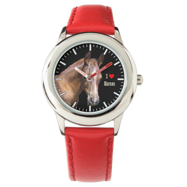 I [Herz] Pferde Armbanduhr (Vorderseite)