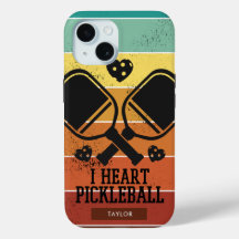 I Herz Pickleball Retro Streifen Monogramm Name