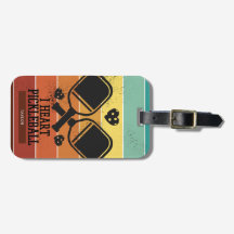 I Herz Pickleball Retro Streifen Monogramm Name