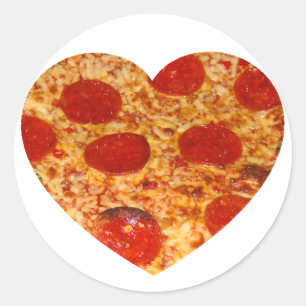 I Herz-Pizza Runder Aufkleber