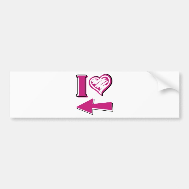 I Herz - rosa Pfeil Autoaufkleber (Vorne)