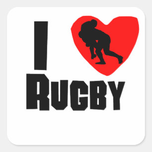 I Herz-Rugby Quadratischer Aufkleber