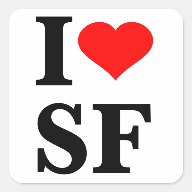 I Herz San Francisco Quadratischer Aufkleber (Vorderseite)