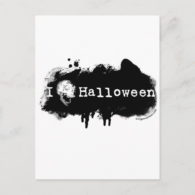 I (Herz-Schädel Halloween) Postkarte (Vorderseite)