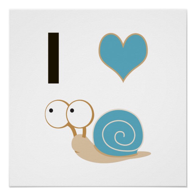 I Herz Schnecken - blau Poster (Vorderseite)