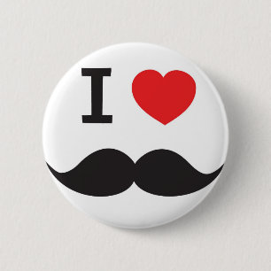I Herz-Schnurrbart Button