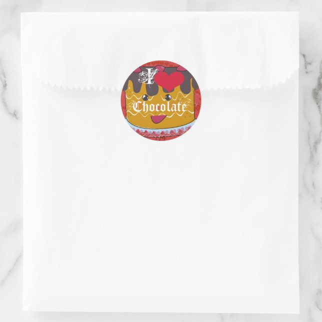 I Herz Schokolade-I Liebe Schokolade Runder Aufkleber (Tasche)