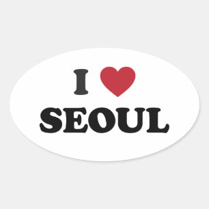 I Herz Seoul Südkorea Ovaler Aufkleber