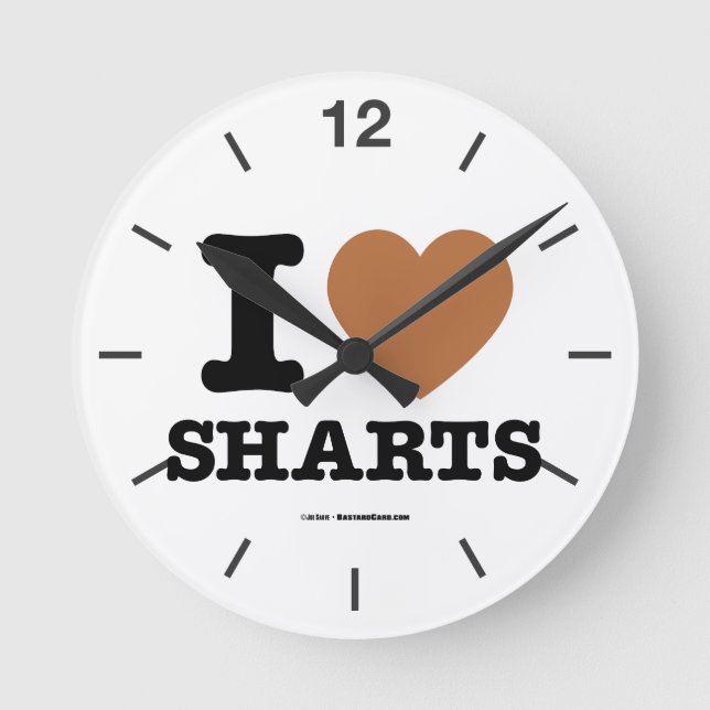 I Herz Sharts Runde Wanduhr (Vorderseite)