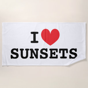 I Herz Sonnenuntergänge Weiße Handtuchgeschenk Strandtuch