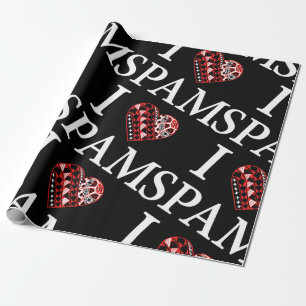 I Herz Spam-Schwarzes Geschenkpapier