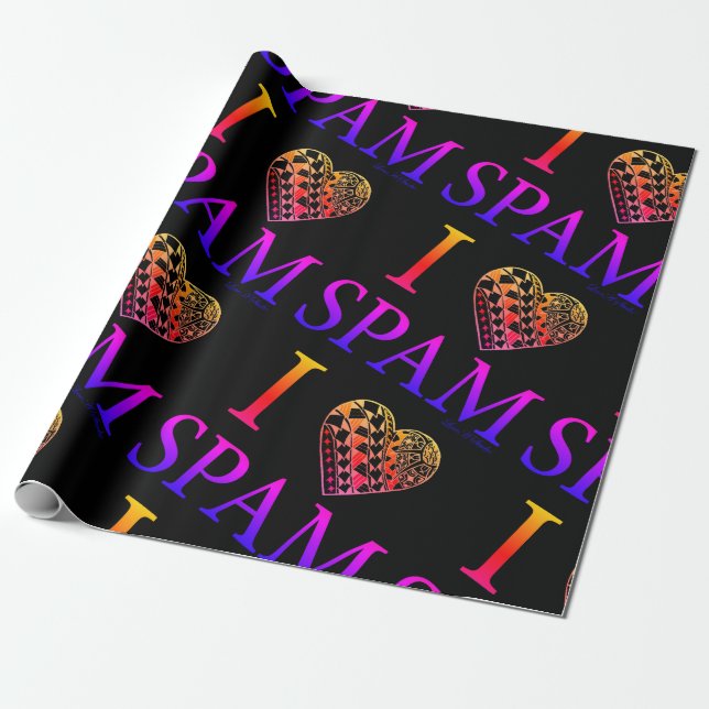 I Herz Spam schwarzes Ombre II Geschenkpapier (Ungerollt)