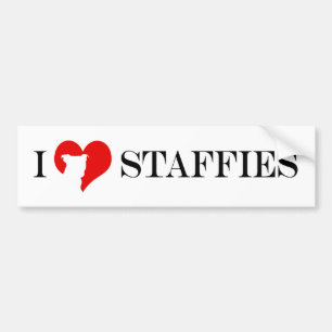 I Herz Staffies - Autoaufkleber