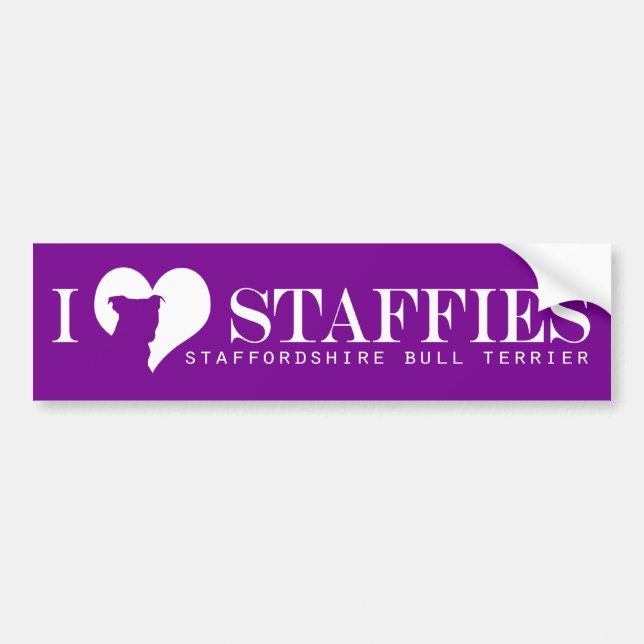 I Herz Staffies - Autoaufkleber lila (Vorne)