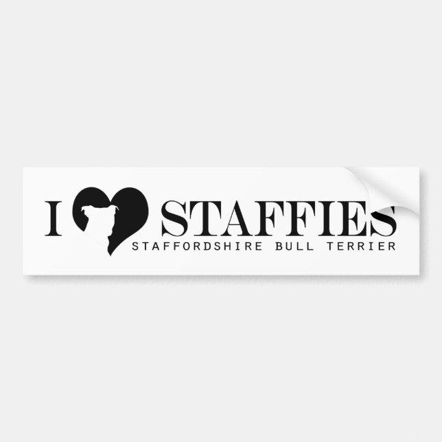 I Herz Staffies - Autoaufkleber mit Zucht-Namen (Vorne)