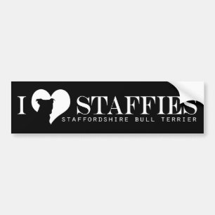 I Herz Staffies - Autoaufkleber-Schwarzes Autoaufkleber
