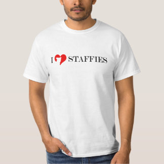 I Herz Staffies - klassischer roter u. schwarzer T-Shirt
