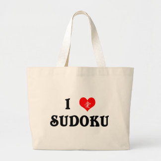 I Herz Sudoku weiße Taschen-Tasche Jumbo Stoffbeutel