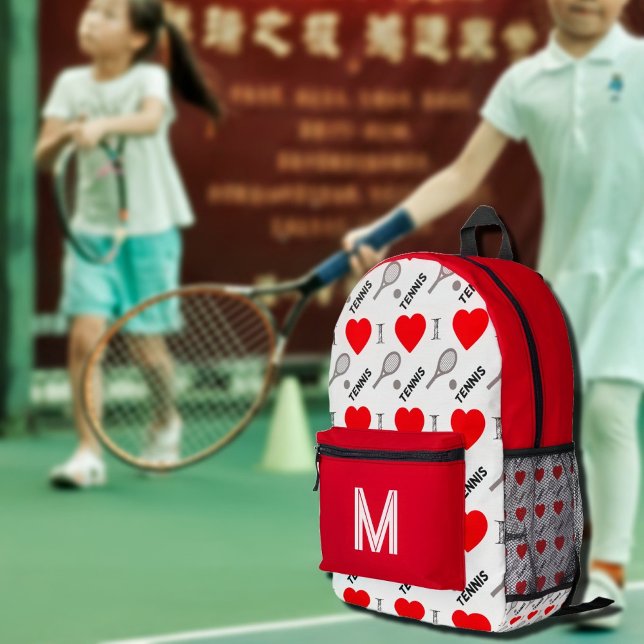 I Herz-Tennis-Muster Bedruckter Rucksack (Von Creator hochgeladen)