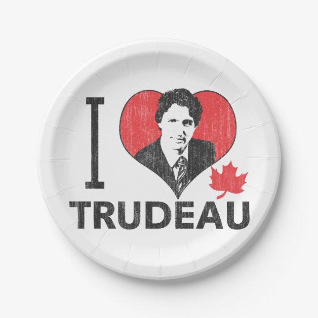 I Herz Trudeau Pappteller (Vorderseite)