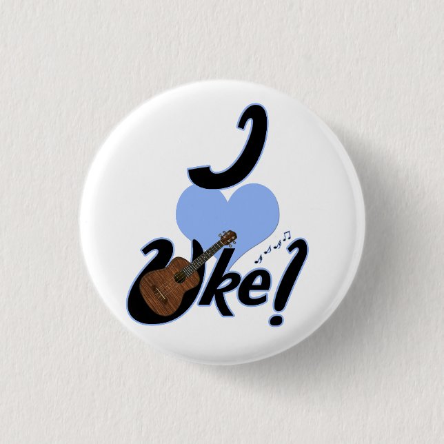 I Herz Uke Blau umrissener kleiner Knopf Button (Vorderseite)