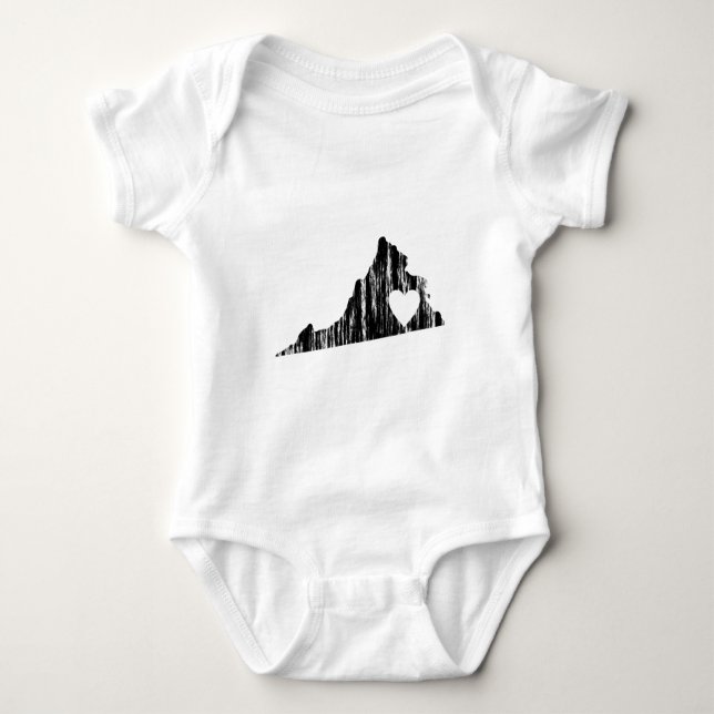 I Herz-Virginiagrunge-Blick-Kontur-Staats-Liebe Baby Strampler (Vorderseite)