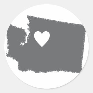 I Herz-Washingtongrunge-Blick-Kontur-Staats-Liebe Runder Aufkleber
