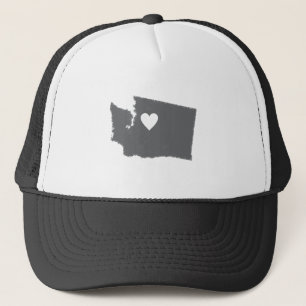 I Herz-Washingtongrunge-Blick-Kontur-Staats-Liebe Truckerkappe