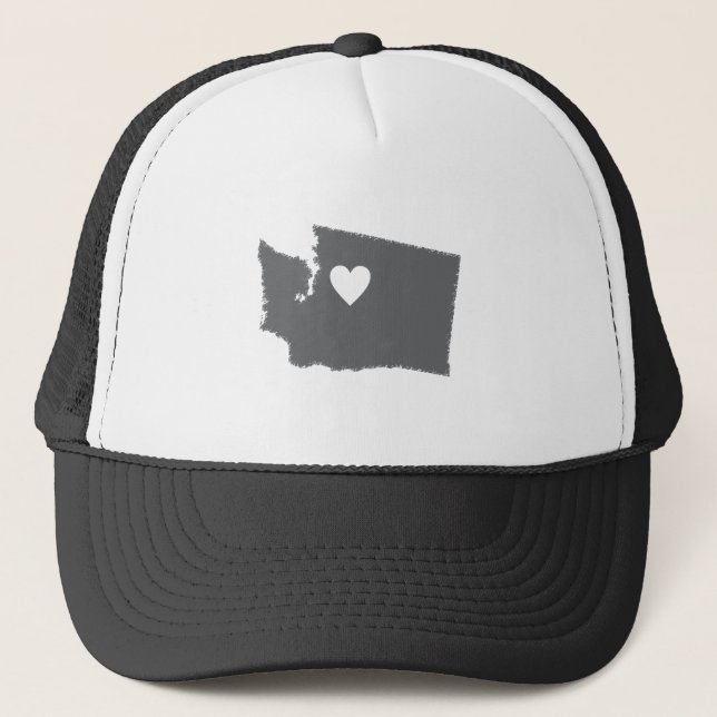 I Herz-Washingtongrunge-Blick-Kontur-Staats-Liebe Truckerkappe (Vorderseite)