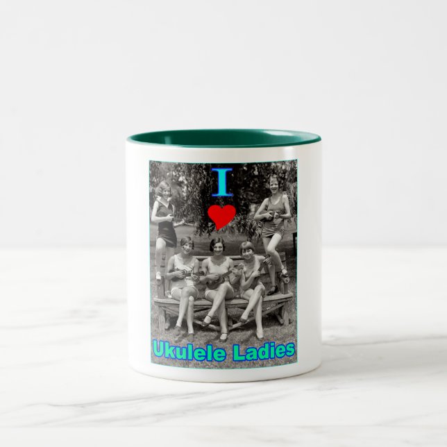 I Herzukulele-Damen Zweifarbige Tasse (Mittel)