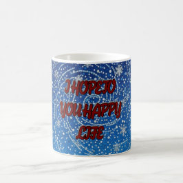 I Hope To You Happy Life Blue Snowflake Coffee Mug Kaffeetasse
