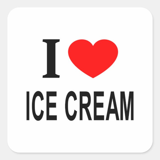 I ❤️ ICE CREAM I LIEBE ICE CREAM I HERART ICE CREA QUADRATISCHER AUFKLEBER (Vorderseite)