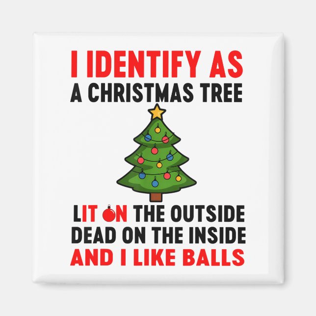 I Identify As A Christmas Tree Lit On The Outside  Magnet (Vorne)