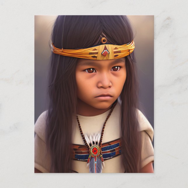 i\iNDIAN LITTLE Native American BOY Postkarten (Vorderseite)