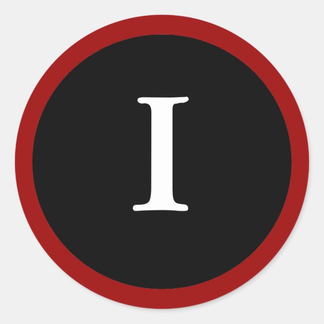 I: Initial I Letter I Red, White & Black Stickers (Vorderseite)