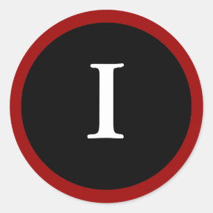 I: Initial I Letter I Red, White & Black Stickers